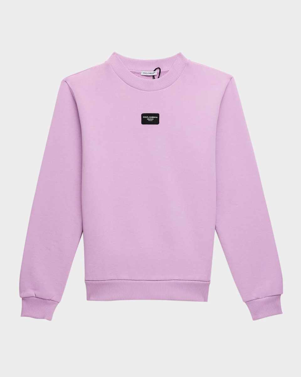 Girl's Rubber Logo Patch Sweatshirt, Size 8-14
